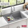 imageDELTA FAUCET Everest 30inch Granite Composite Workstation Kitchen Sink Undermount Single Bowl with WorkFlow Ledge and Accessories in Dark Grey 75B93330SDGDark Grey