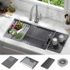 imageDELTA FAUCET Everest 30inch Granite Composite Workstation Kitchen Sink Undermount Single Bowl with WorkFlow Ledge and Accessories in Dark Grey 75B93330SDGDark Grey