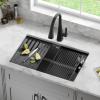imageDELTA FAUCET Everest 30inch Granite Composite Workstation Kitchen Sink Undermount Single Bowl with WorkFlow Ledge and Accessories in Dark Grey 75B93330SDGBlack