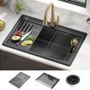 imageDELTA FAUCET Everest 30inch Granite Composite Workstation Kitchen Sink Undermount Single Bowl with WorkFlow Ledge and Accessories in Dark Grey 75B93330SDGBlack