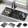 imageDELTA FAUCET Everest 30inch Granite Composite Workstation Kitchen Sink Undermount Single Bowl with WorkFlow Ledge and Accessories in Dark Grey 75B93330SDGBlack