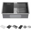 imageDELTA FAUCET Rivet 30Inch Workstation Kitchen Sink Undermount 16 Gauge Stainless Steel Single Bowl with WorkFlow Ledge and Chefs Kit of 6 Accessories 95B93130SSSStainless Steel