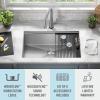 imageDELTA FAUCET Rivet 30Inch Workstation Kitchen Sink Undermount 16 Gauge Stainless Steel Single Bowl with WorkFlow Ledge and Chefs Kit of 6 Accessories 95B93130SSSStainless Steel