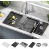 imageDELTA FAUCET Rivet 30Inch Workstation Kitchen Sink Undermount 16 Gauge Stainless Steel Single Bowl with WorkFlow Ledge and Chefs Kit of 6 Accessories 95B93130SSSStainless Steel