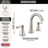 imageDelta Faucet Esato Widespread Bathroom Faucet Brushed Nickel Bathroom Faucet 3 Hole Bathroom Sink Faucet Drain Assembly SpotShield Brushed Nickel 35897LFSPSpotshield Brushed Nickel