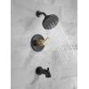 imageDelta Faucet Nicoli 14 Series SingleHandle Tub and Shower Trim Kit Shower Faucet with 5Spray H2Okinetic Shower Head Champagne Bronze 144749CZ Shower Valve IncludedMatte Black  Champagne Bronze