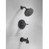imageDelta Faucet Nicoli 14 Series SingleHandle Tub and Shower Trim Kit Shower Faucet with 5Spray H2Okinetic Shower Head Champagne Bronze 144749CZ Shower Valve IncludedMatte Black