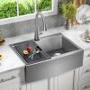 imageDelta Lenta 30inch Retrofit Farmhouse Apron Front 16 Gauge Stainless Steel Single Bowl Kitchen Sink for UndermountDropIn Installation with Accessories 95J132T30SSS