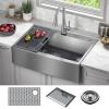 imageDelta Lenta 33inch Retrofit Farmhouse Apron Front 16 Gauge Stainless Steel Single Bowl Kitchen Sink for UndermountDropIn Installation with Accessories 95J132T33SSS