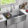 imageDelta Lenta 33inch Retrofit Farmhouse Apron Front 16 Gauge Stainless Steel Single Bowl Kitchen Sink for UndermountDropIn Installation with Accessories 95J132T33SSS