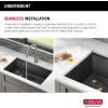 imageDelta Rivet 27 Inch Black Stainless Steel Undermount 16 Gauge Workstation Kitchen Sink Single Bowl in PVD Gunmetal Finish with WorkFlow Ledge and Accessories 95B903127SGS