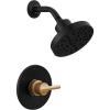 imageDELTA 142749BL Nicoli Tub Shower Matte BlackMatte Black  Champagne Bronze
