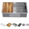 imageDELTA FAUCET 95A93225SSS Lorelai Workstation Kitchen Sink Dropin Top Mount Stainless Steel Single Bowl with WorkFlow Ledge and Chefs Kit of 5 Accessories30in