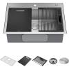 imageDELTA FAUCET DELTA Rivet 33Inch Workstation Kitchen Sink DropIn Top Mount 16 Gauge Stainless Steel Single Bowl with WorkFlow Ledge and Chefs Kit of 5 Accessories 95A93133SSSStainless Steel