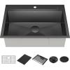 imageDELTA FAUCET Delta Rivet 30 Inch Black Stainless Steel DropIn Top Mount 16 Gauge Workstation Kitchen Sink Single Bowl in PVD Gunmetal Finish with WorkFlow Ledge and Accessories 95A9031T30SGSGunmetal