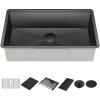 imageDELTA FAUCET Delta Rivet 32 Inch Black Stainless Steel Undermount 16 Gauge Workstation Kitchen Sink Single Bowl in PVD Gunmetal Finish with WorkFlow Ledge and Accessories 95B903132SGS