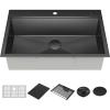 imageDELTA FAUCET Delta Rivet 33 Inch Black Stainless Steel DropIn Top Mount 16 Gauge Workstation Kitchen Sink Single Bowl in PVD Gunmetal Finish with WorkFlow Ledge and Accessories 95A9031T33SGS