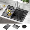 imageDELTA FAUCET Everest 30inch Granite Composite Workstation Kitchen Sink Undermount Single Bowl with WorkFlow Ledge and Accessories in Dark Grey 75B93330SDGBlack