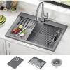 imageDELTA FAUCET Everest 30inch Granite Composite Workstation Kitchen Sink Undermount Single Bowl with WorkFlow Ledge and Accessories in Dark Grey 75B93330SDGDark Grey