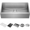 imageDELTA FAUCET Rivet 36inch Workstation Farmhouse Apron Front Kitchen Sink Undermount 16 Gauge Stainless Steel Single Bowl with WorkFlow Ledge and Kit of 5 Accessories 95C903136SSS