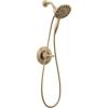 imageDelta Faucet Arvo 14 Series SingleHandle Shower Faucet Shower Trim Kit with 4Spray In2ition 2in1 Dual Hand Held Shower Head with Hose Matte Black 142840BLI Valve IncludedChampagne Bronze
