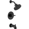 imageDelta Faucet Nicoli 14 Series SingleHandle Tub and Shower Trim Kit Shower Faucet with 5Spray H2Okinetic Shower Head Champagne Bronze 144749CZ Shower Valve IncludedMatte Black