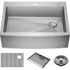 imageDelta Lenta 33inch Retrofit Farmhouse Apron Front 16 Gauge Stainless Steel Single Bowl Kitchen Sink for UndermountDropIn Installation with Accessories 95J132T33SSS