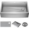 imageDelta Lenta 36inch Retrofit Farmhouse Apron Front 16 Gauge Stainless Steel Single Bowl Kitchen Sink for UndermountDropIn Installation with Accessories 95J132T36SSS