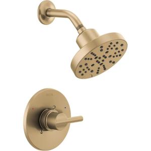 imageDELTA 142749BL Nicoli Tub Shower Matte BlackChampagne Bronze