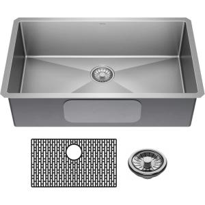 imageDELTA FAUCET Delta Lenta 32inch Undermount 16 Gauge Stainless Steel Single Bowl Kitchen Sink with Accessories 95303432SSS Satin