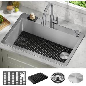 imageDELTA FAUCET Delta Marca 33 inch DropIn Undermount Stainless Steel Single Bowl Kitchen Sink with Accessories
