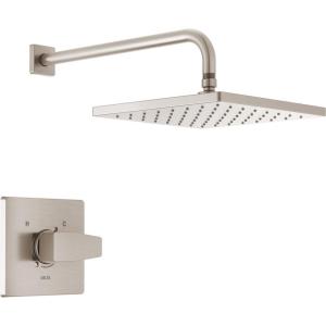 imageDELTA FAUCET Modern 14 Series Matte Black Shower Faucet Shower Trim Kit with SingleSpray TouchClean Black Shower Head Matte Black T14267BLPP Valve Not IncludedSpotShield Brushed Nickel