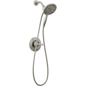 imageDelta Faucet Arvo 14 Series SingleHandle Shower Faucet Shower Trim Kit with 4Spray In2ition 2in1 Dual Hand Held Shower Head with Hose Matte Black 142840BLI Valve IncludedSpotShield Stainless