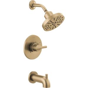 imageDelta Faucet Nicoli 14 Series SingleHandle Tub and Shower Trim Kit Shower Faucet with 5Spray H2Okinetic Shower Head Champagne Bronze 144749CZ Shower Valve IncludedChampagne Bronze