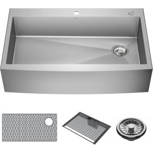 imageDelta Lenta 36inch Retrofit Farmhouse Apron Front 16 Gauge Stainless Steel Single Bowl Kitchen Sink for UndermountDropIn Installation with Accessories 95J132T36SSS