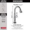 imageDelta Faucet Cassidy Touch Bar Faucet Brushed Nickel Bar Sink Faucet Single Hole Wet Bar Faucets with Pull Down Sprayer Delta Touch2O Technology Lumicoat Arctic Stainless 9997TARPRDSTLumicoat Arctic Stainless