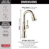 imageDelta Faucet Cassidy Touch Bar Faucet Brushed Nickel Bar Sink Faucet Single Hole Wet Bar Faucets with Pull Down Sprayer Delta Touch2O Technology Lumicoat Arctic Stainless 9997TARPRDSTLumicoat Polished Nickel