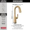 imageDelta Faucet Stryke Touch Bar Faucet Gold Bar Faucet Single Hole Wet Bar Faucets with Pull Down Sprayer Prep Sink Faucet Touch2O Technology Lumicoat Champagne Bronze 9976TCZDST