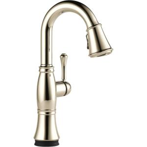 imageDelta Faucet Cassidy Touch Bar Faucet Brushed Nickel Bar Sink Faucet Single Hole Wet Bar Faucets with Pull Down Sprayer Delta Touch2O Technology Lumicoat Arctic Stainless 9997TARPRDSTLumicoat Polished Nickel