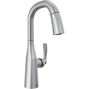 imageDelta Faucet Stryke Bar Faucet Brushed Nickel Bar Sink Faucet Single Hole Wet Bar Faucets with Pull Down Sprayer Prep Sink Faucet Faucet for Bar Sink Lumicoat Arctic Stainless 9976ARDST