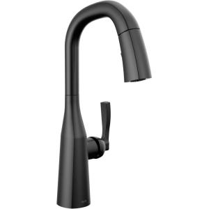 imageDelta Faucet Stryke Matte Black Bar Faucet with Pull Down Sprayer Black Bar Sink Faucet Single Hole Wet Bar Faucets Single Hole Prep Sink Faucet Black Kitchen Faucet Matte Black 9976BLDST