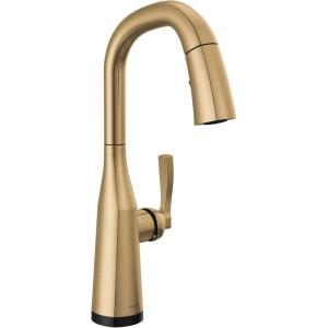 imageDelta Faucet Stryke Touch Bar Faucet Gold Bar Faucet Single Hole Wet Bar Faucets with Pull Down Sprayer Prep Sink Faucet Touch2O Technology Lumicoat Champagne Bronze 9976TCZDST