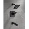 imageDelta Faucet Ara 14 Series SingleFunction Tub and Shower Trim Kit with SingleSpray H2Okinetic Shower Head Matte Black T14467BL Valve Not Included