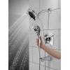 imageDelta Faucet Vesna 14 Series SingleHandle Shower Trim Kit with 5Spray H2Okinetic In2ition Dual Hand Held Shower Head with Hose Matte Black 144789BLI Valve IncludedChrome