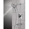 imageDelta Faucet Vesna 14 Series SingleHandle Shower Trim Kit with 5Spray H2Okinetic In2ition Dual Hand Held Shower Head with Hose Matte Black 144789BLI Valve IncludedChrome