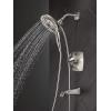 imageDelta Faucet Vesna 14 Series SingleHandle Shower Trim Kit with 5Spray H2Okinetic In2ition Dual Hand Held Shower Head with Hose Matte Black 144789BLI Valve IncludedSpotshield Brushed Nickel