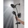 imageDelta Faucet Vesna 14 Series SingleHandle Shower Trim Kit with 5Spray H2Okinetic In2ition Dual Hand Held Shower Head with Hose Matte Black 144789BLI Valve IncludedMatte Black