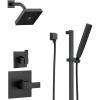 imageDelta Faucet Ara 3Setting Matte Black Shower System Including Black Shower Head Slide Bar Handheld Shower Shower Handle Shower Diverter and Shower Valve Kit Delta Shower Trim Kit Matte Black