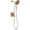 imageDelta Faucet Linden 17 Series DualFunction Shower Faucet Shower Trim Kit with 4Spray In2ition 2in1 Dual Hand Held Shower Head with Hose Venetian Bronze T17294RBI Valve Not IncludedChampagne Bronze