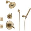 imageDelta Faucet Trinsic 6Setting Gold Shower System Including Gold Shower Head WallMount Handheld Shower Body Sprays Shower Handle Shower Diverter and Shower Valve Kit Champagne Bronze